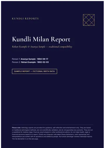 Cover of the sample Kundli Milan Report